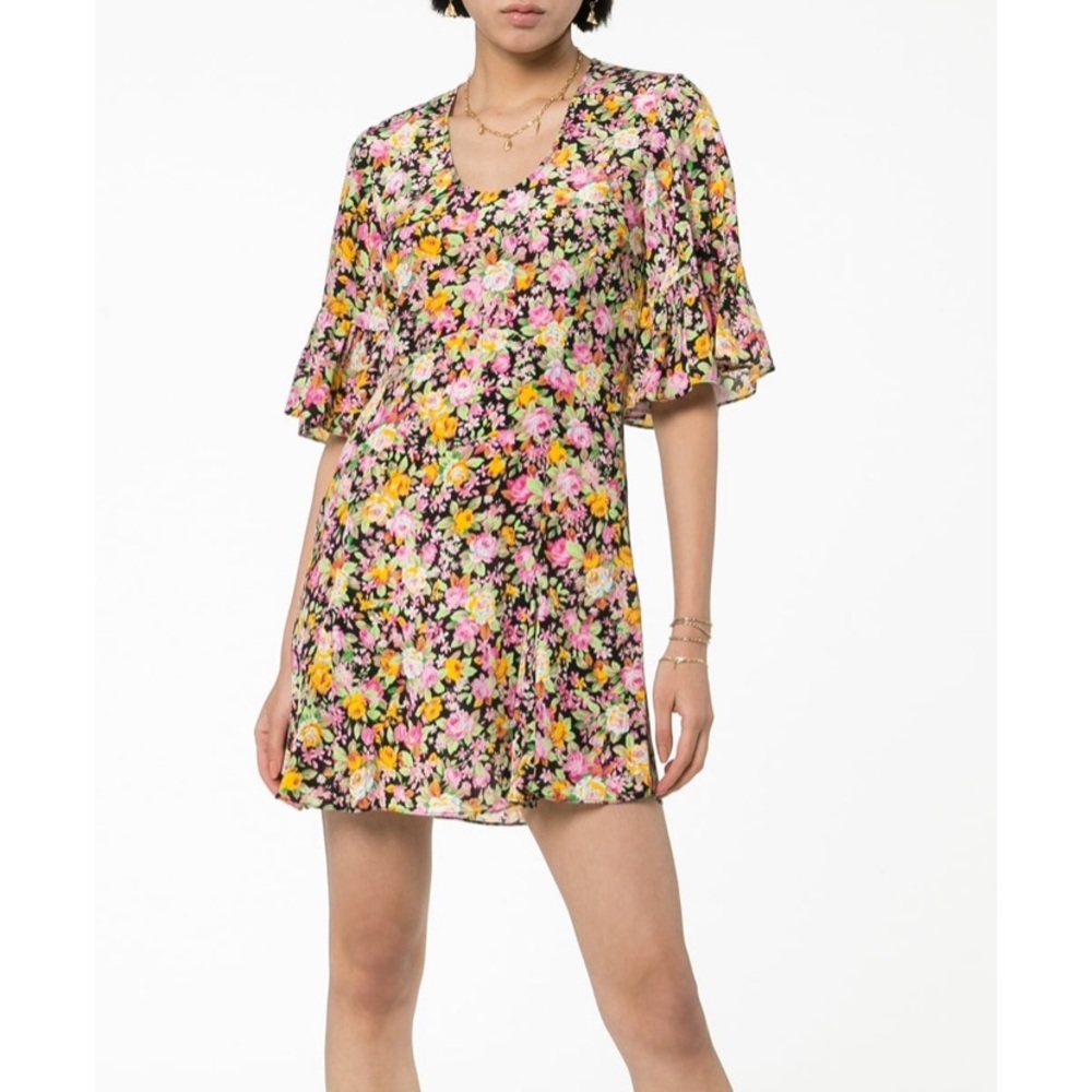 Les Rêveries Floral Silk Mini Dress